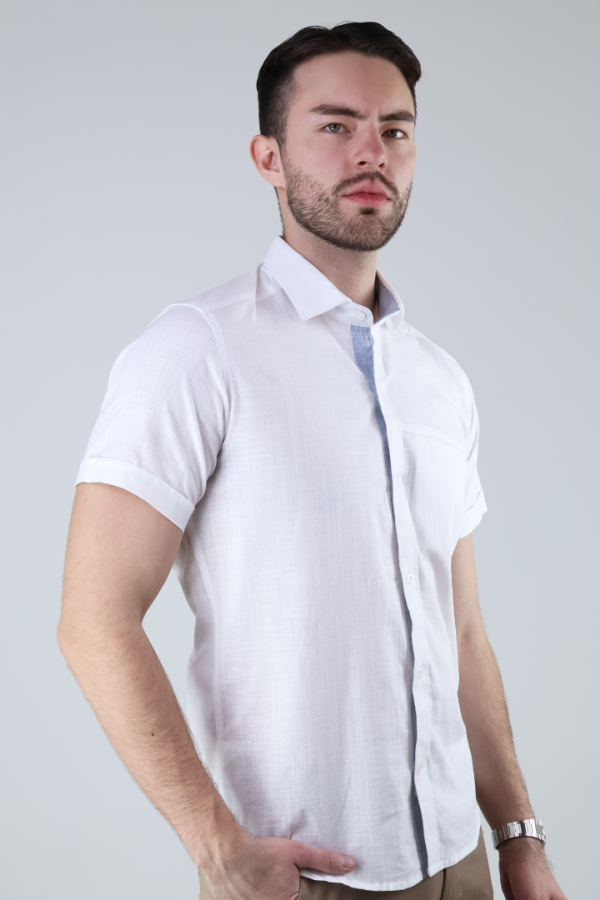 Camisa Blanca Casual Con Bolsa Oculta Hombre Práctica Y Moderna